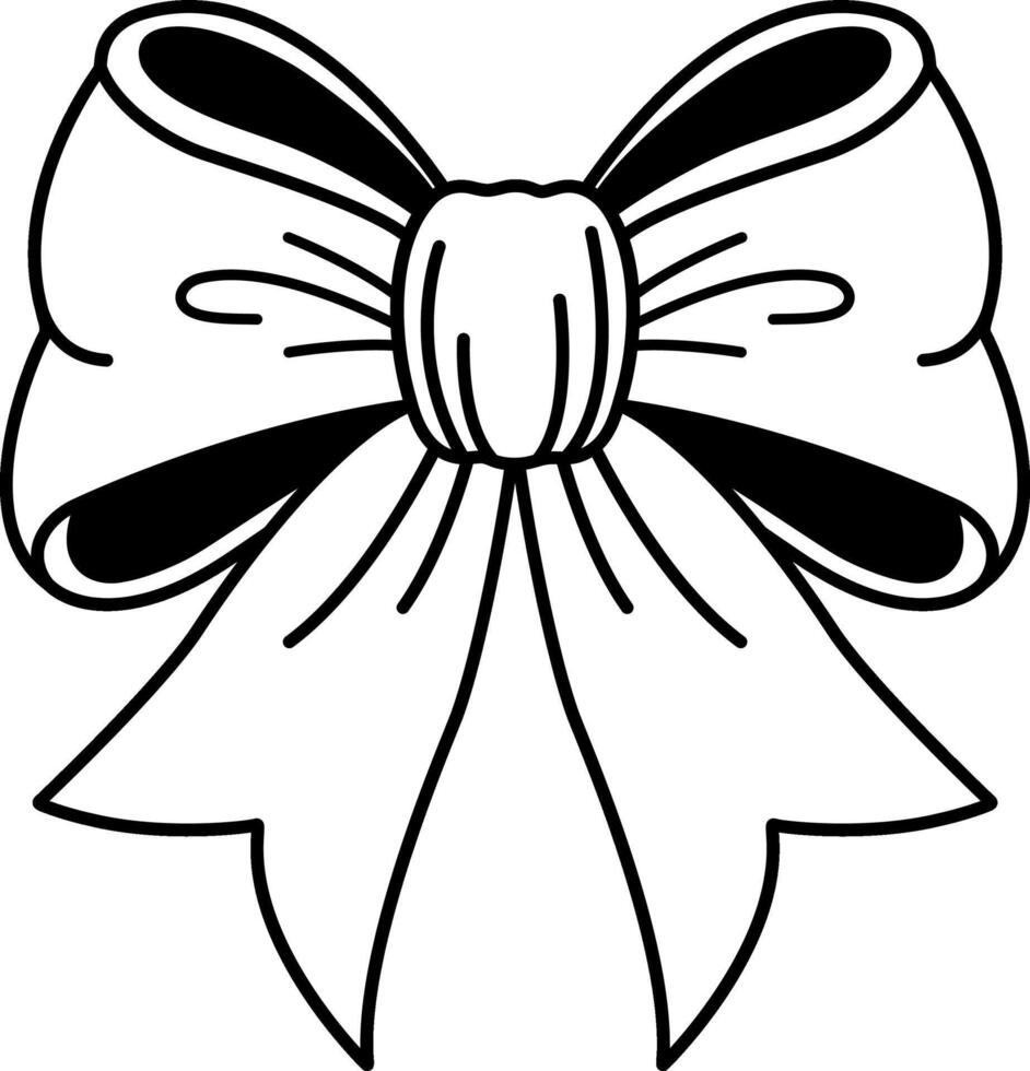 black and white single illustration of a bow vector