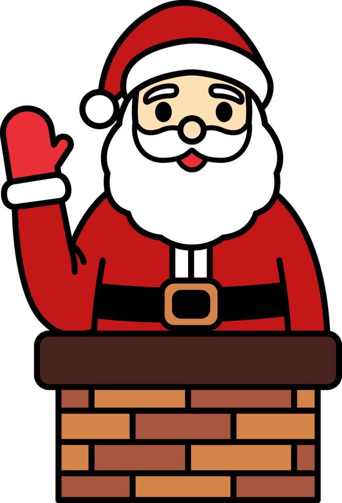 Santa Claus waving from a chimney vector