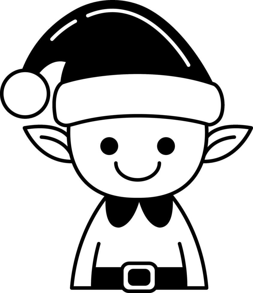 black and white icon of an elf vector