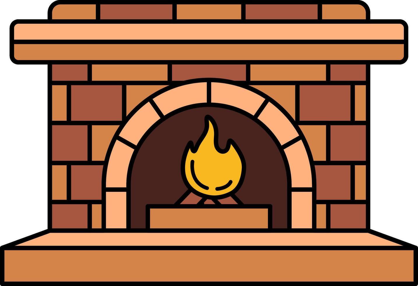 A fireplace with a fire burning in it vector