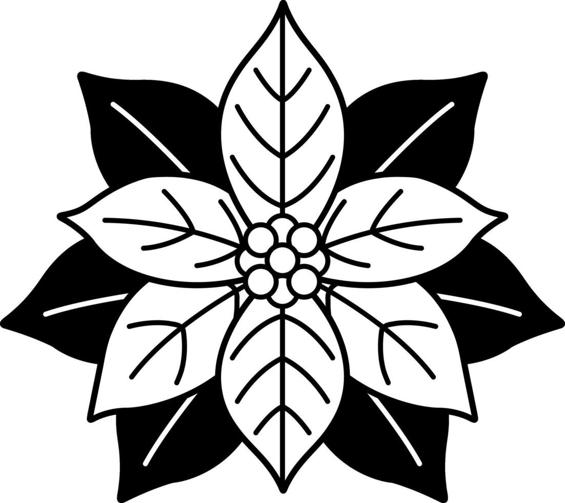 black and white illustration of a poinsettia vector