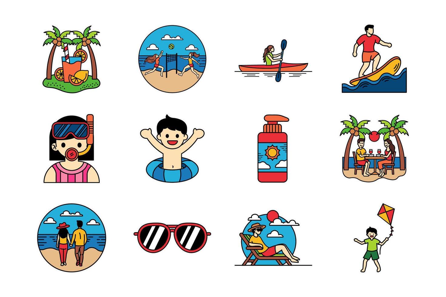 illustration of beach life activity and summer holidays vector