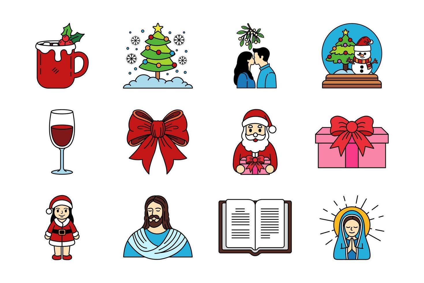 illustration of christmas items collection vector