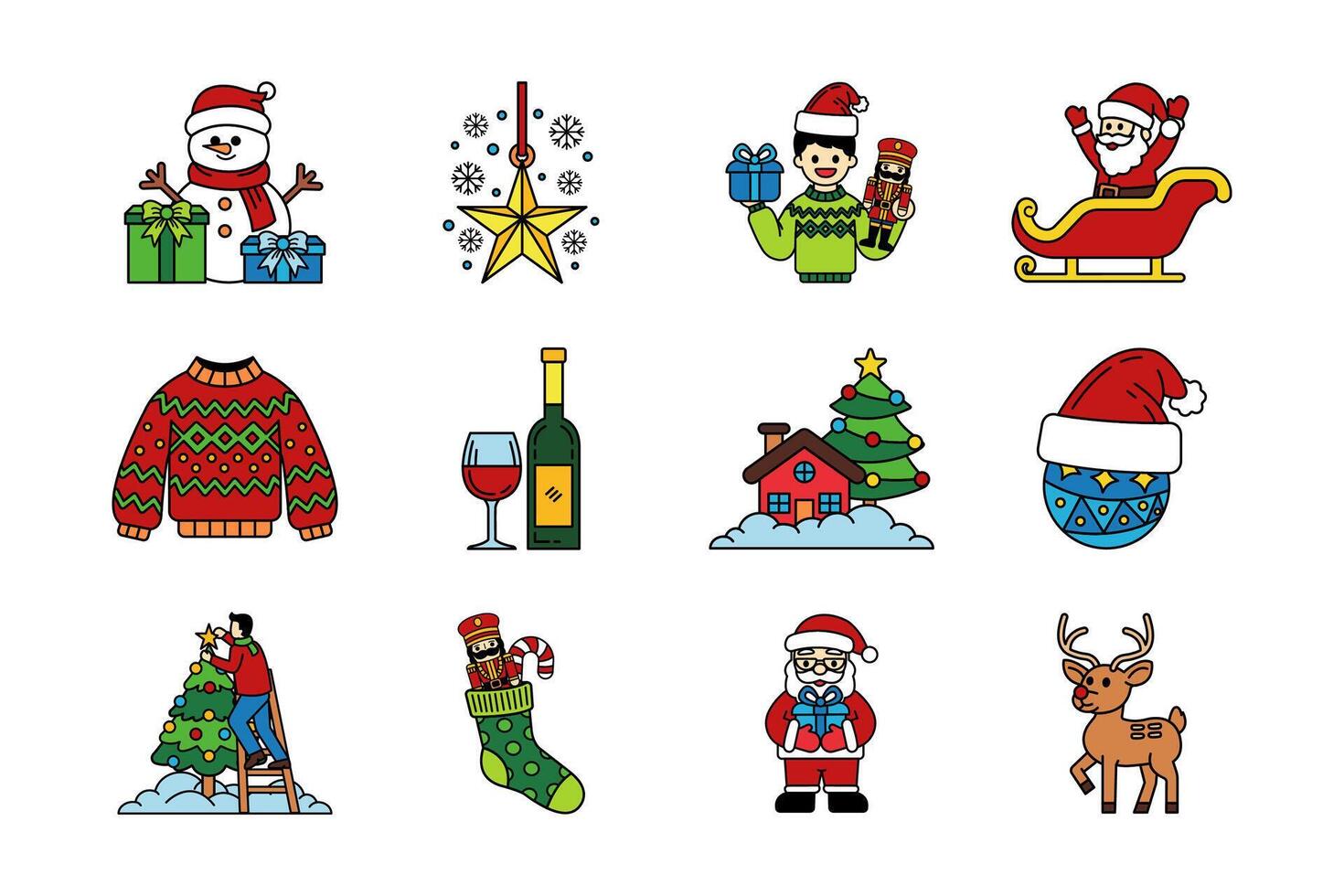illustration of christmas things set vector