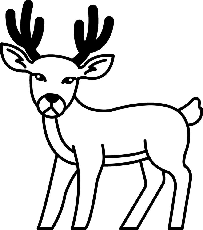 black and white single illustration of a reindeer vector