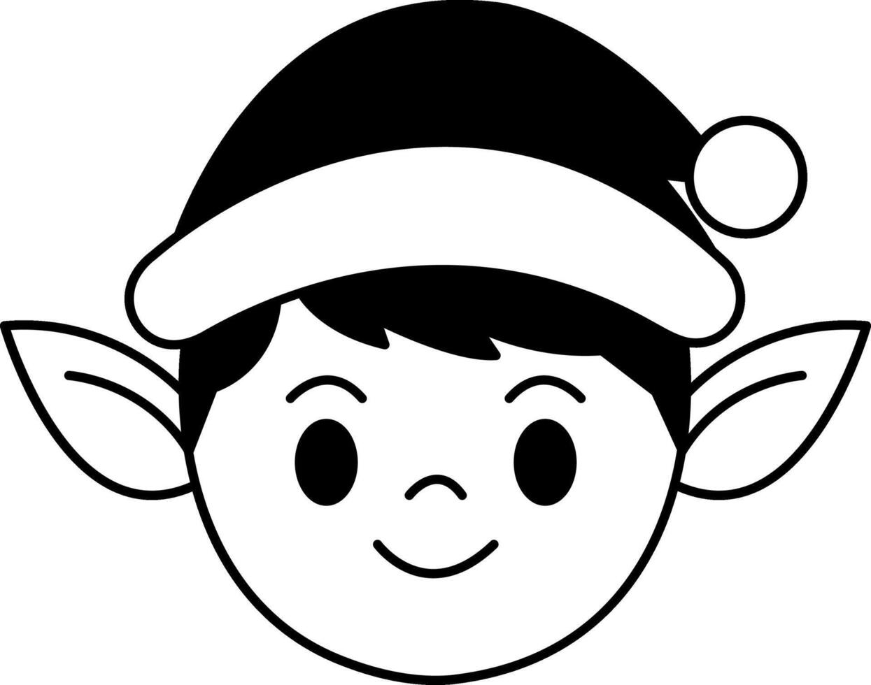 black and white single illustration of an elf vector