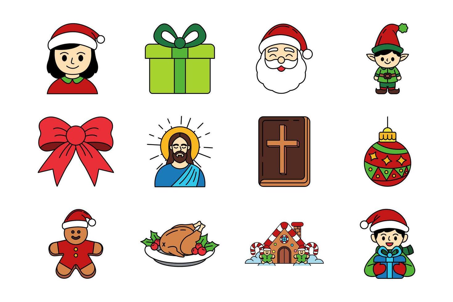 illustration icons of christmas things collection vector
