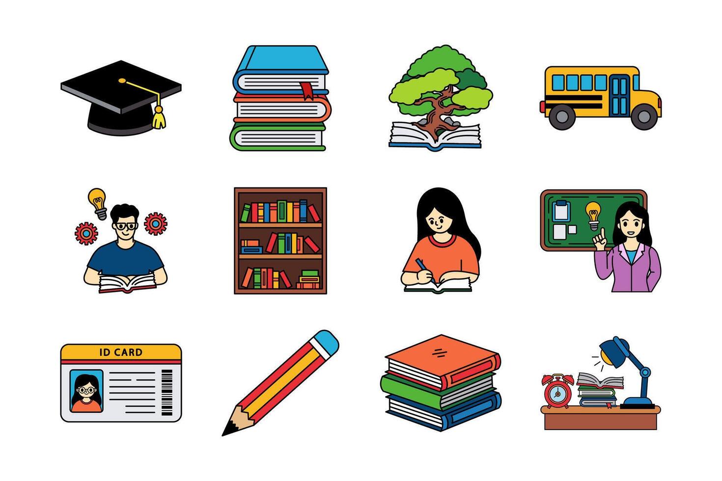 illustration icons of school collection vector