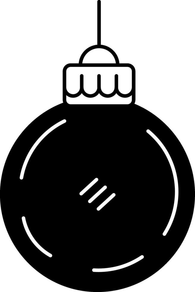 black and white illustration of a christmas ball ornament hanging from a string vector
