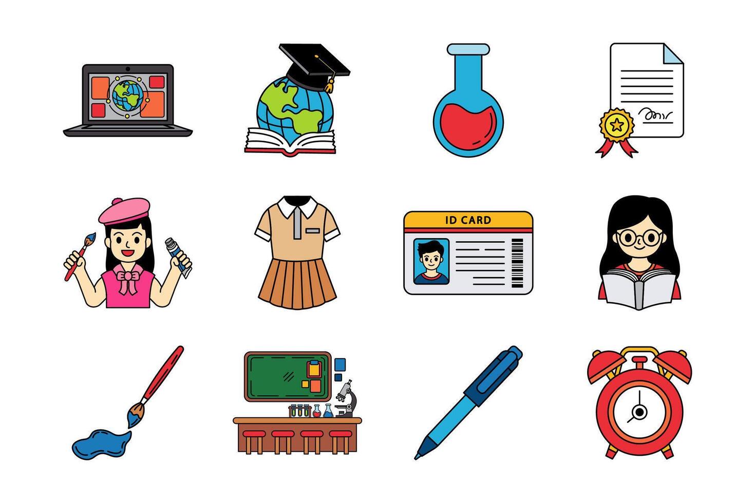 illustration drawing of school collection vector