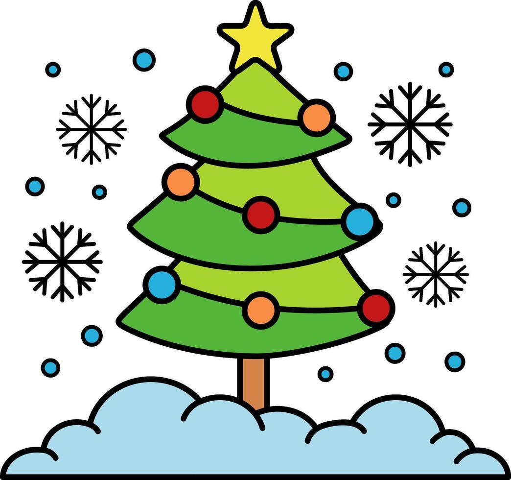 illustration of a Christmas tree with snow vector