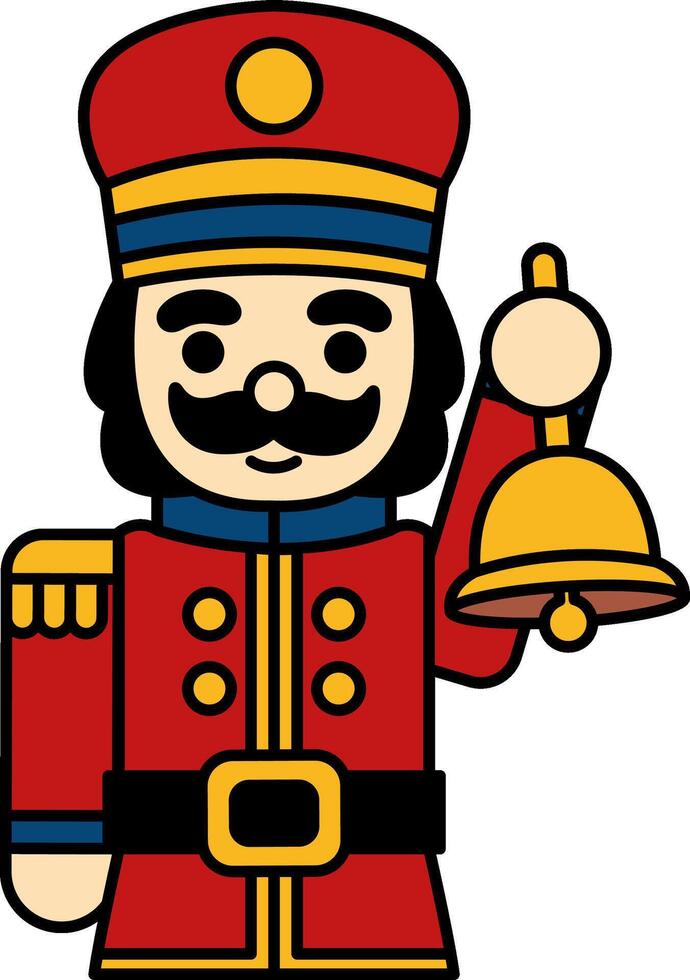 Nutcracker doll holding a bell vector
