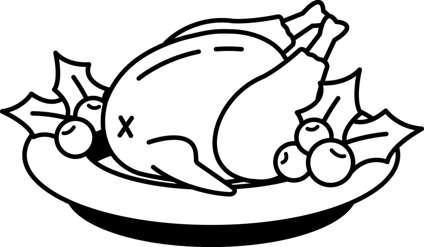 black and white illustration of a roasted turkey vector