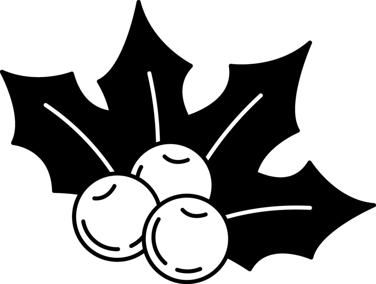 black and white illustration of holly berries vector