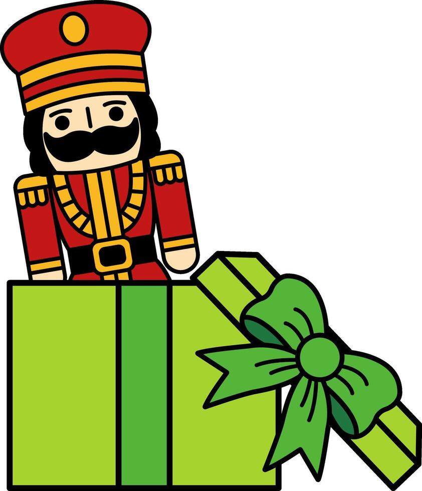 The nutcracker is in a gift box vector