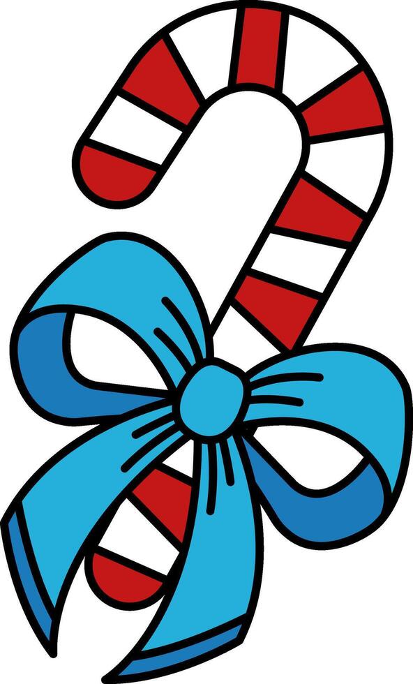 ribbon is tied around a candy cane vector
