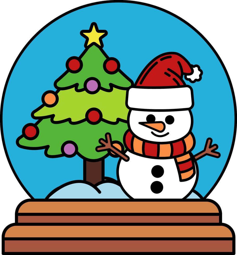 snowman in the christmas globe vector