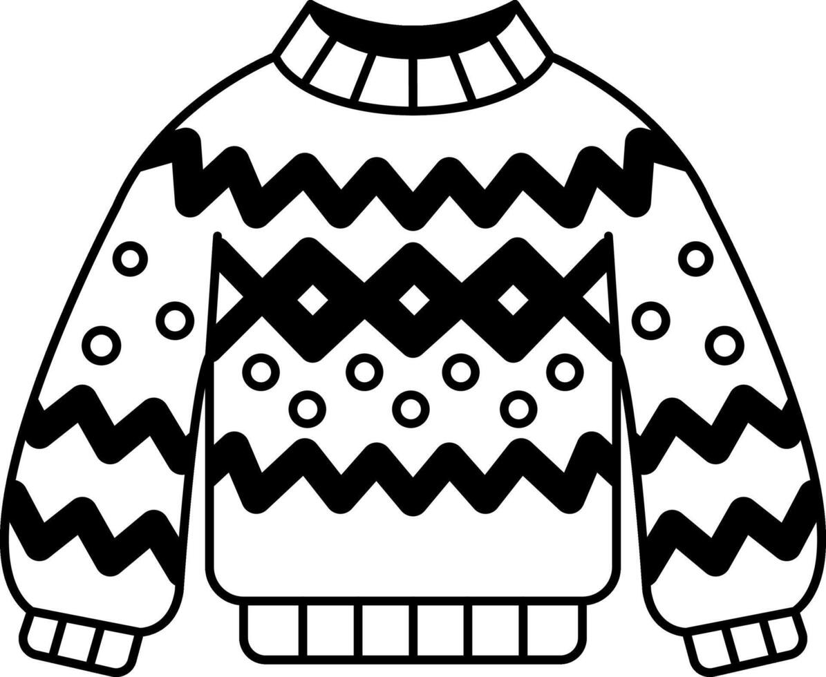black and white illustration of a sweater vector