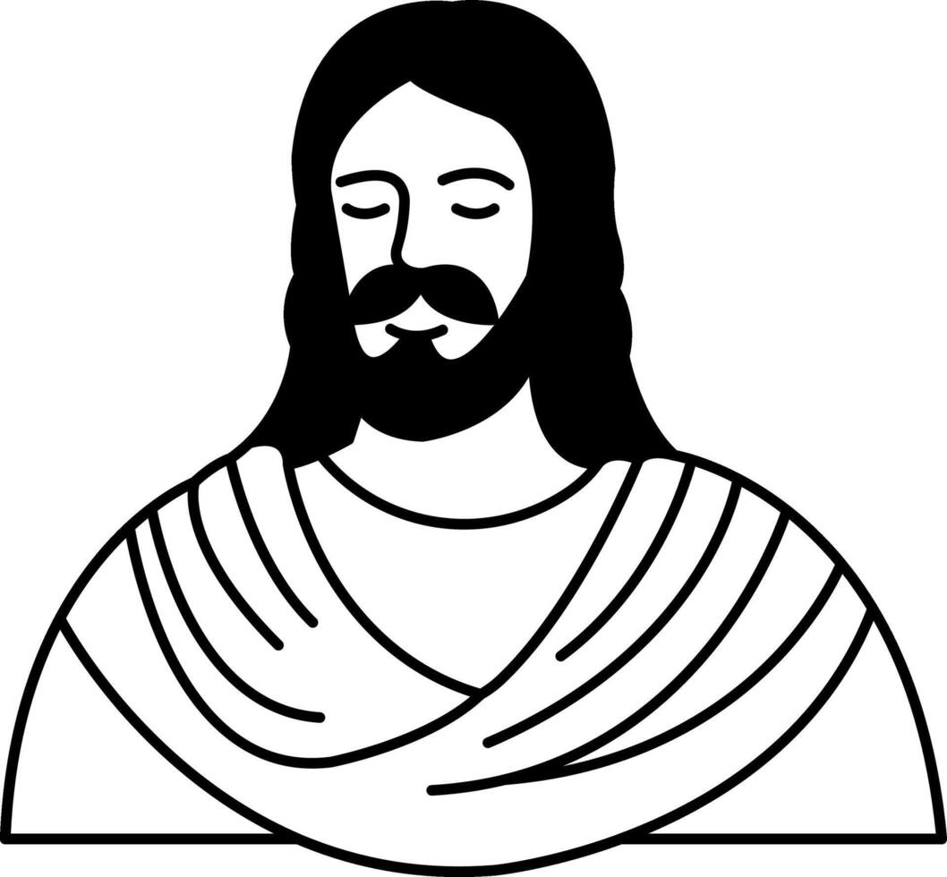 black and white illustration of Jesus vector