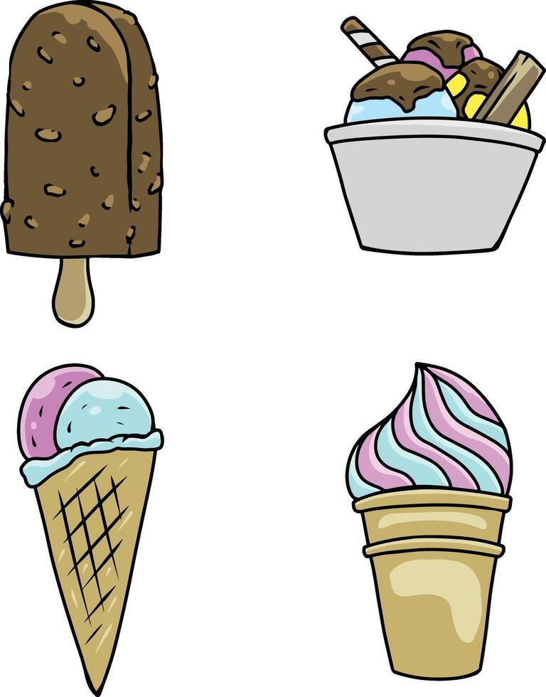ice cream illustration set vector