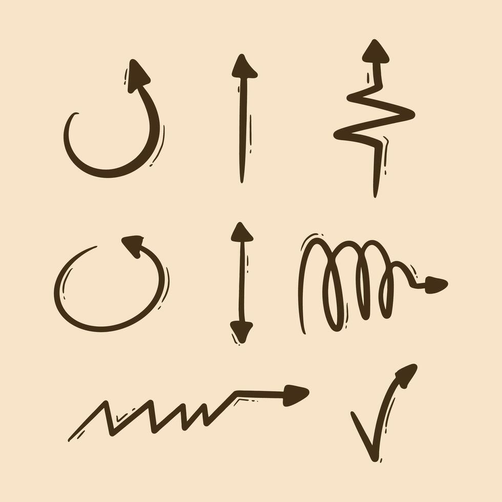 Hand Drawn Curved and Zigzag Arrows Collection vector