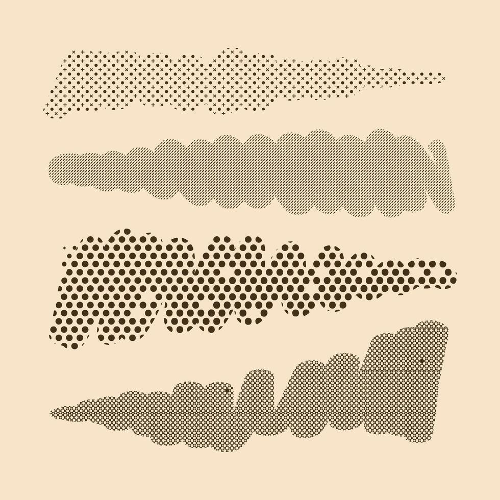 Vintage Halftone Texture Brush Stroke Set vector