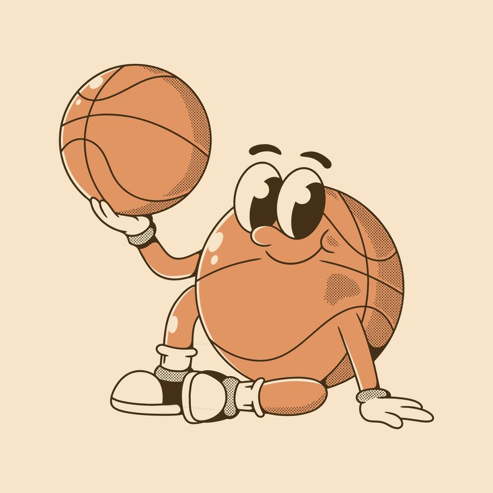 Retro Cartoon Basketball Character Illustration design vector