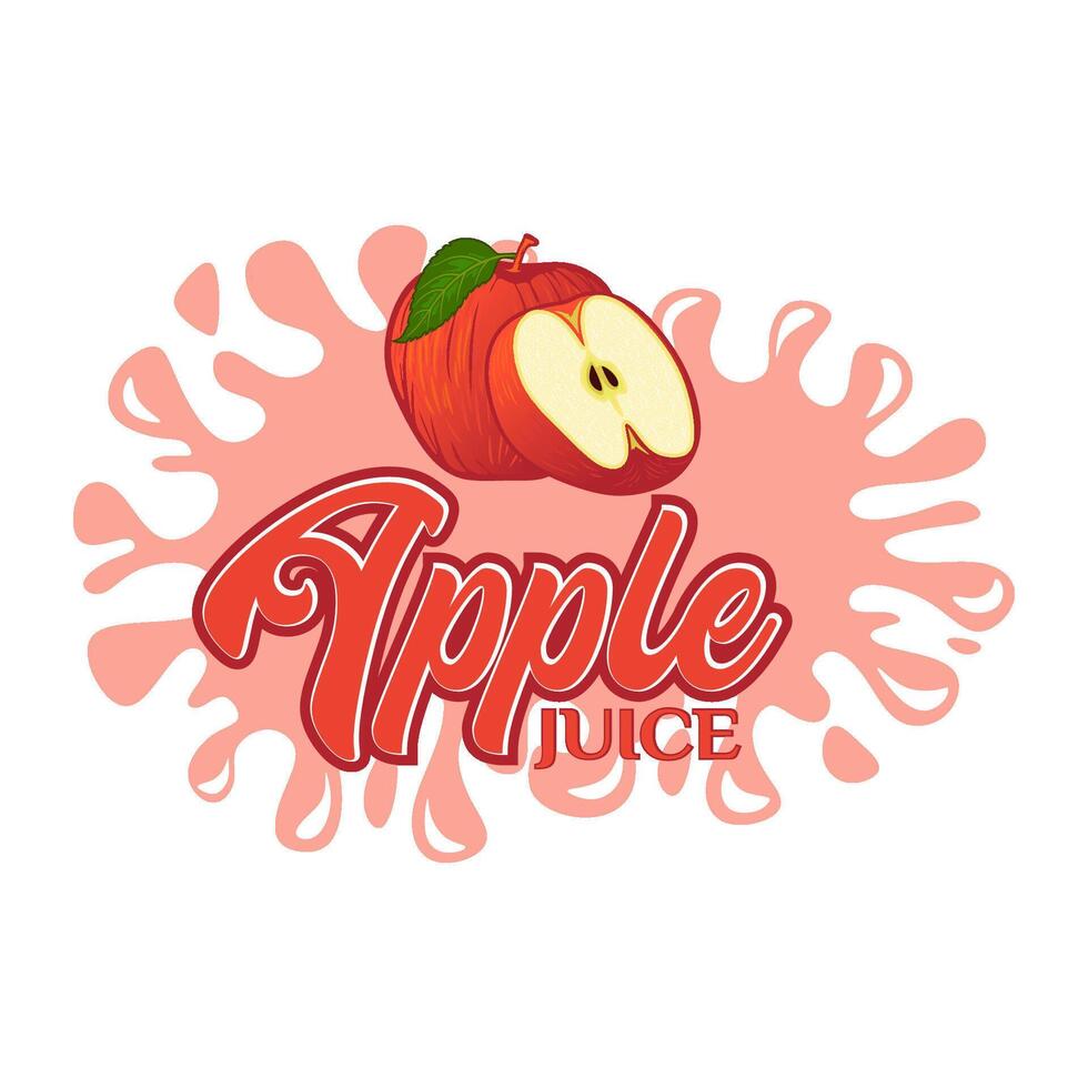 Apple juice logo design, apple fruit icon with water splash. Perfect for drink labels, juice drink icons or drink product stickers vector