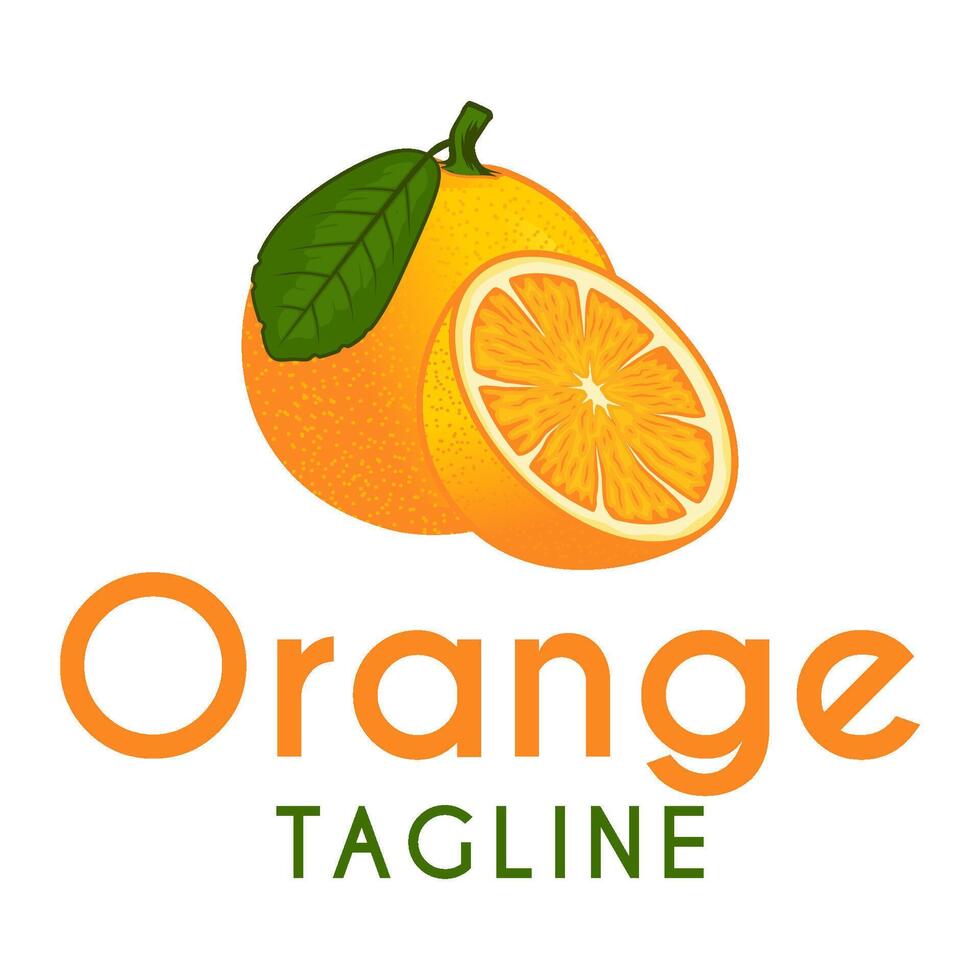orange logo design, with fresh orange fruit icon. Perfect for fruit labels, juice drink icons or drink product stickers vector