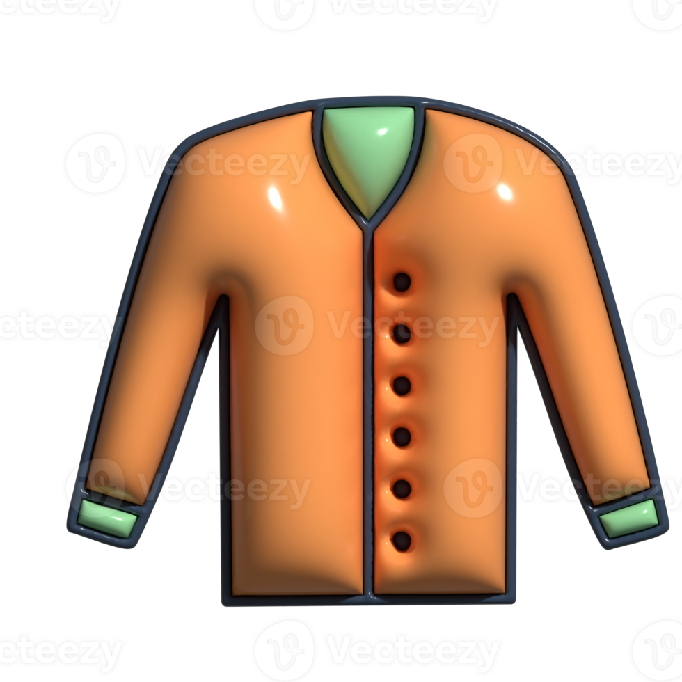 3D Cartoon Cardigan Knitwear Apparel Icons png