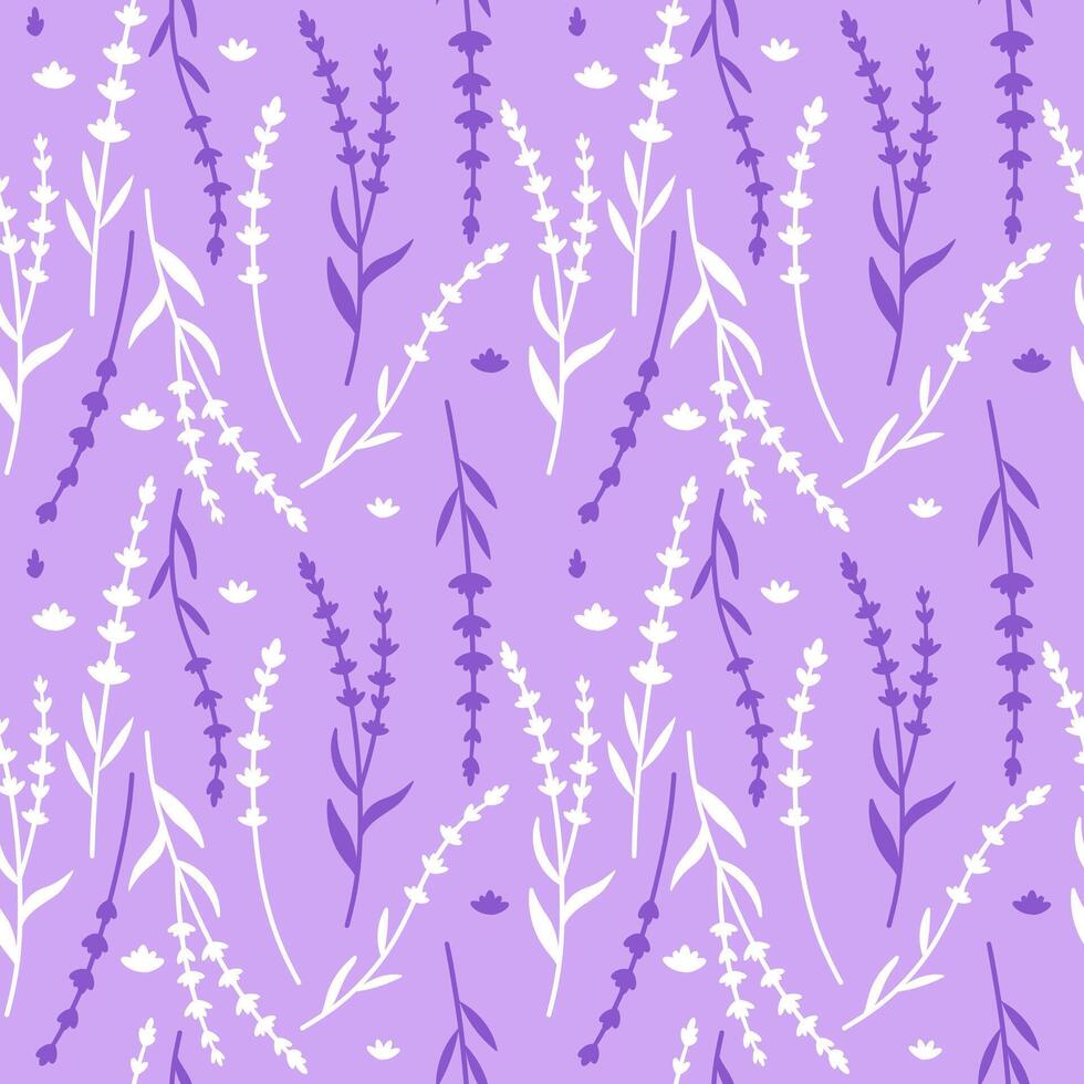 Lavender seamless pattern with flowers . Floral background. Provence design with lavender. Hand drawn illustration for textile, wrapping paper vector