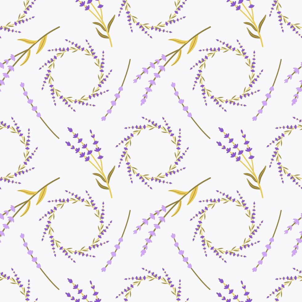 Lavender seamless pattern with flowers . Floral background. Provence design with lavender. Hand drawn illustration for textile vector