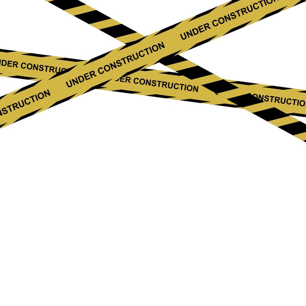 Under construction tapes, banner poster template, attention crime illustration, line police barrier, warning cross ribbon, scene stripe vector