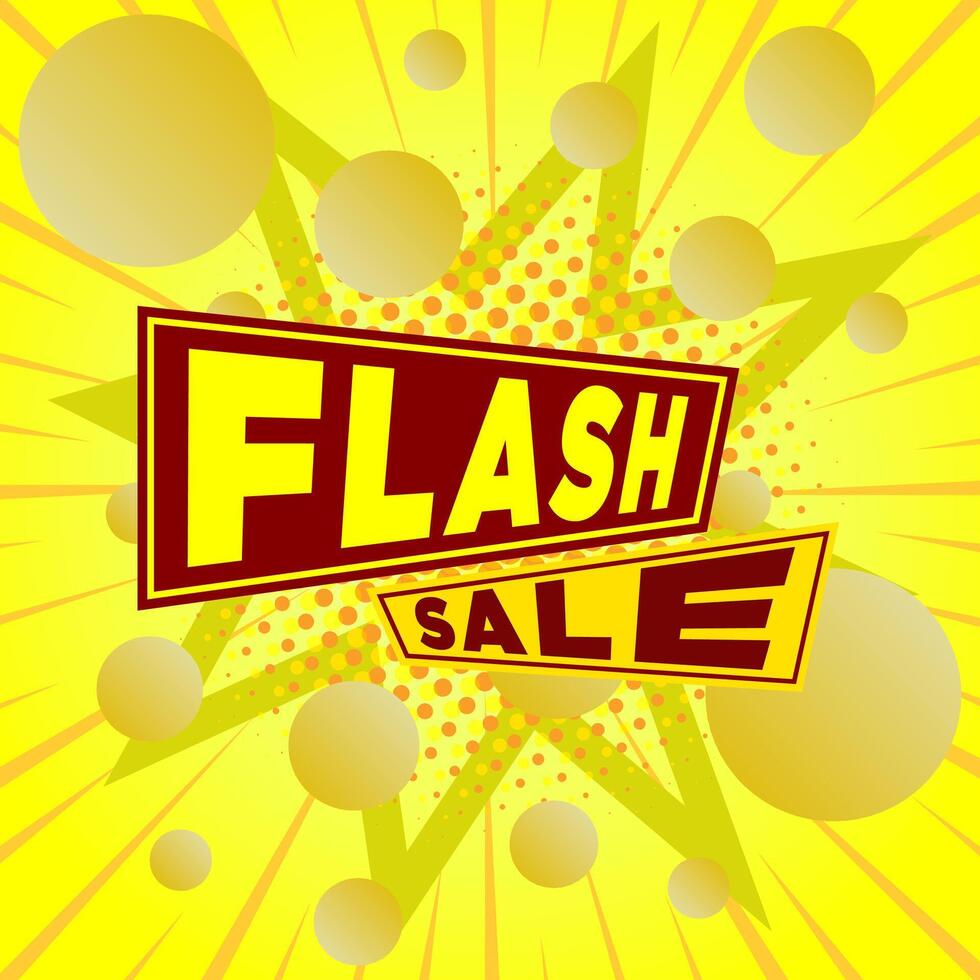 flash sale banner template design with yellow abstract halftone background for web or social media. vector