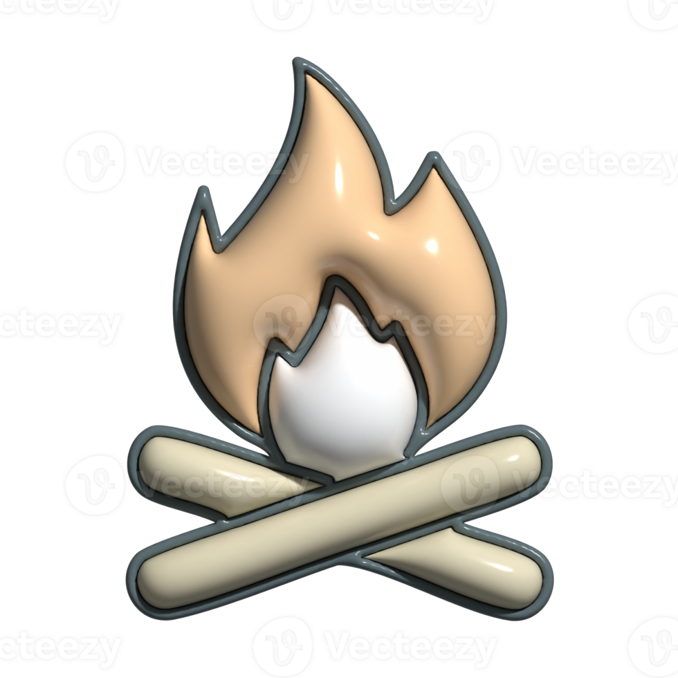 Adorable 3D Outdoor Fire and Cozy Evening Symbols png