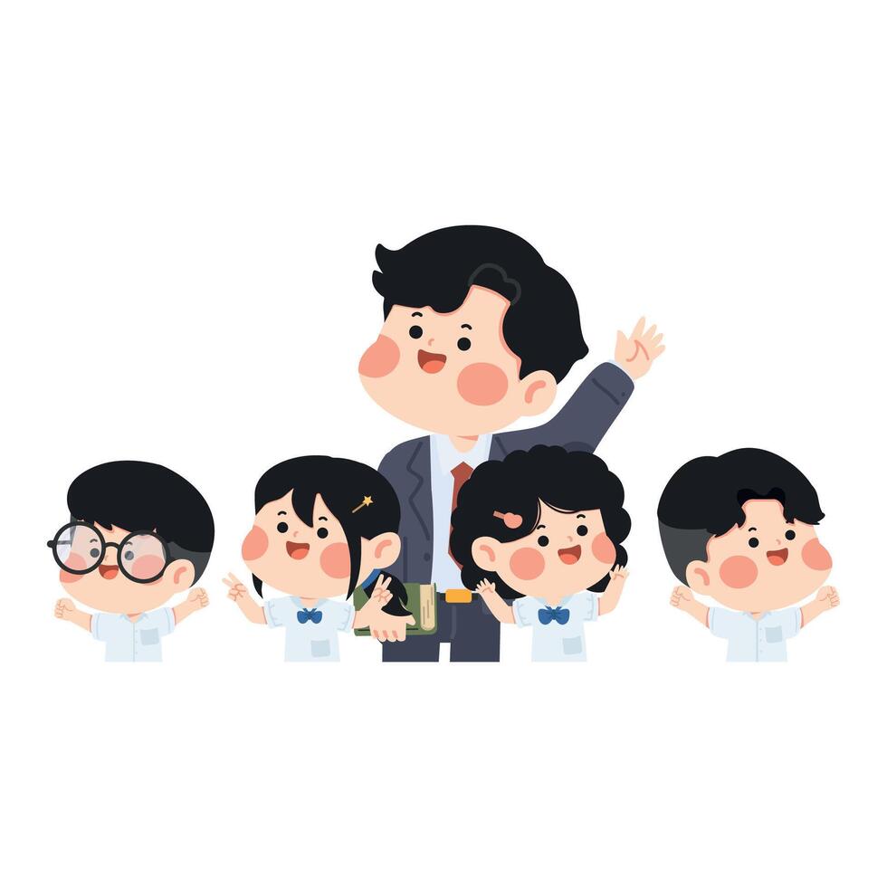 Illustration of Teacher and Students vector