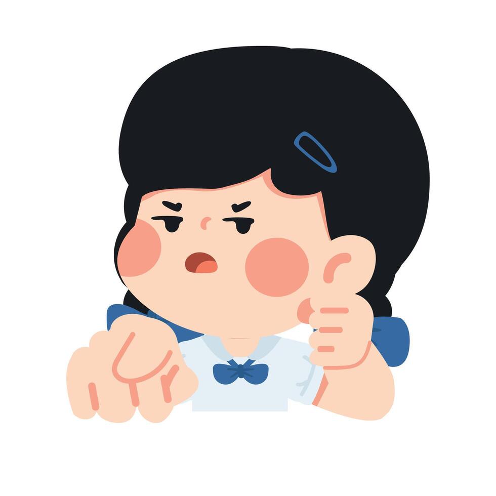 Illustration of an Annoyed Girl Pointing vector