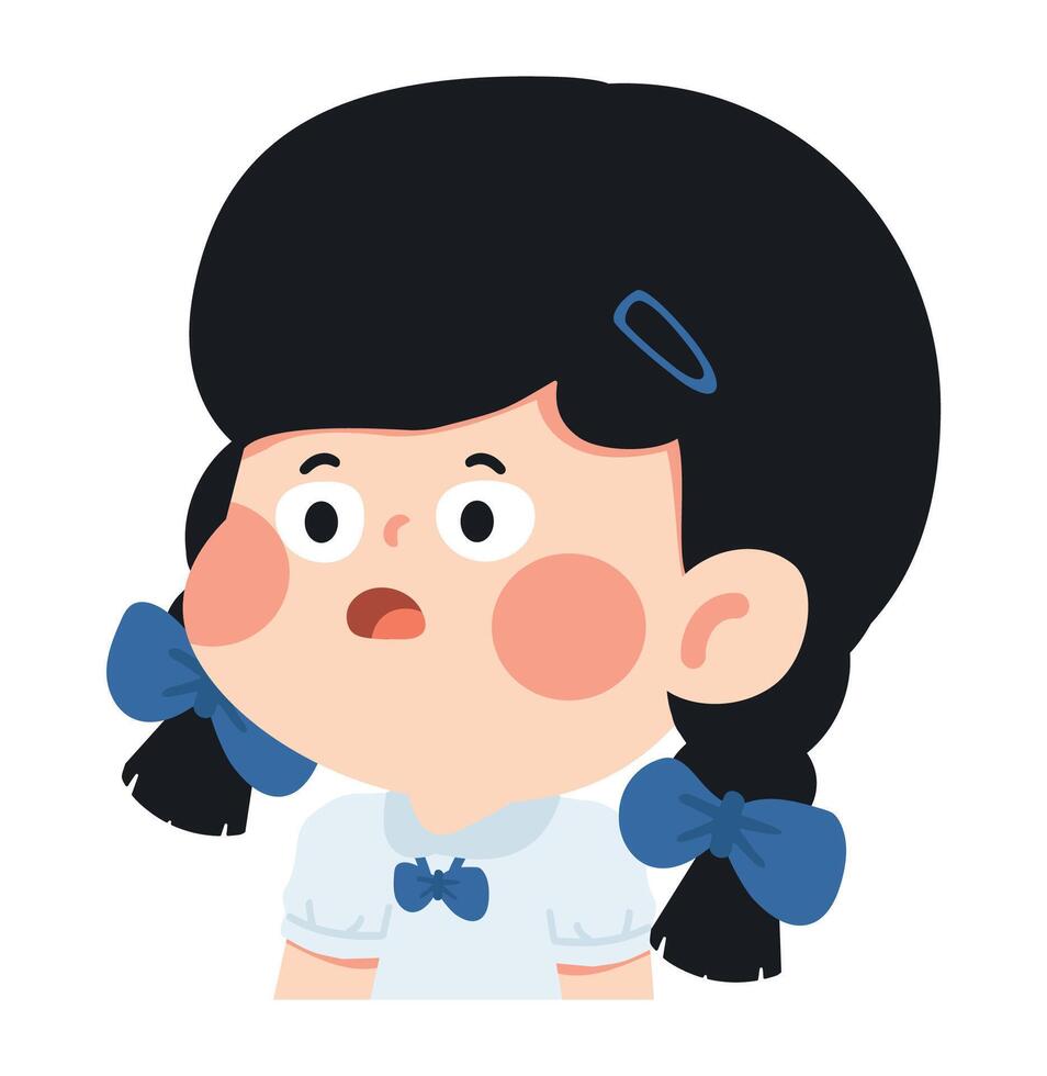 Illustration of a Surprised Cartoon Girl with Pigtails vector
