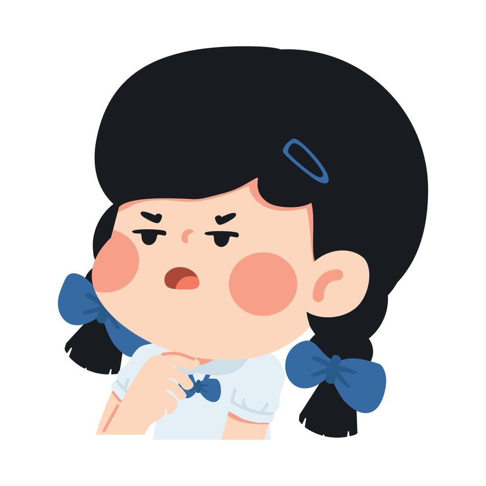 Cartoon Girl with Annoyed Expression Illustration vector