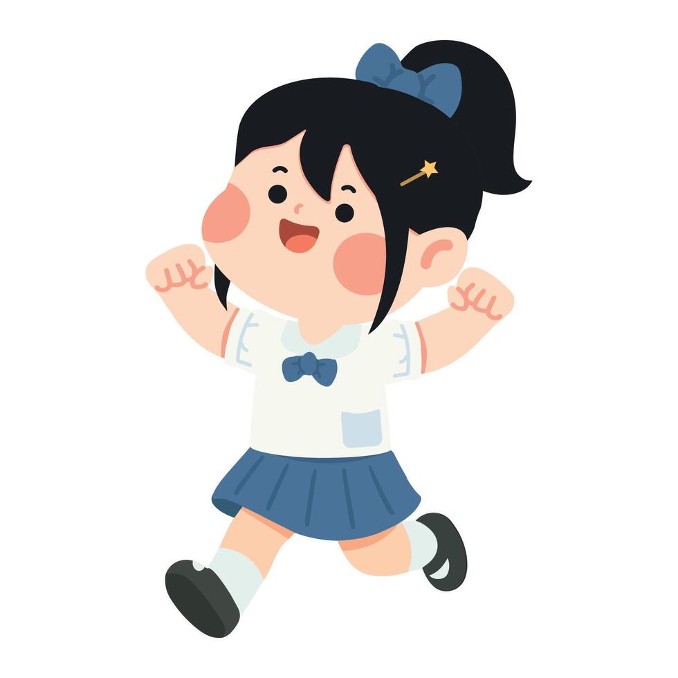 Illustration of Happy Schoolgirl Running vector