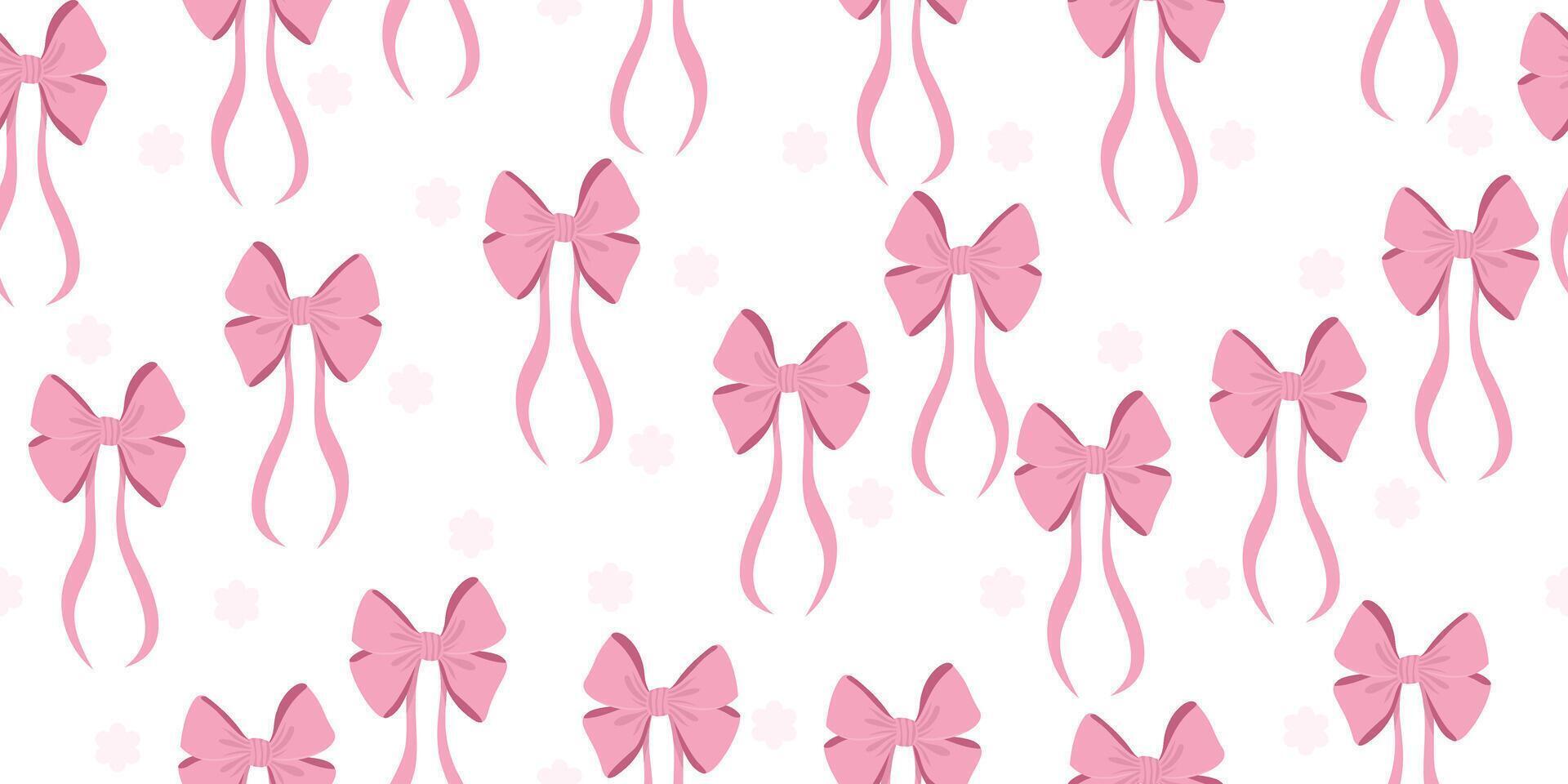 Cute pink seamless pattern with hand drawn bows. pattern with quirky bow knots for valentine's day, birthday and wedding cards and invitations. vector