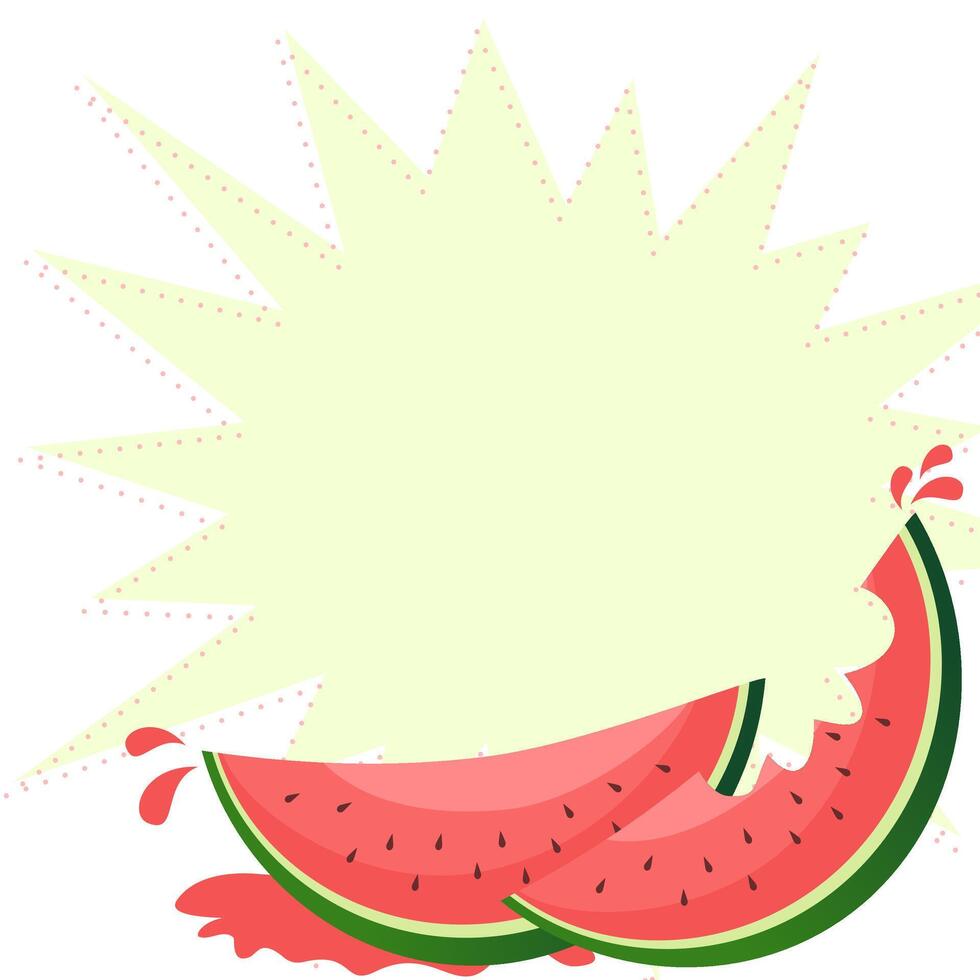 freshness watermelon and splashes, copy space for note paper. vector