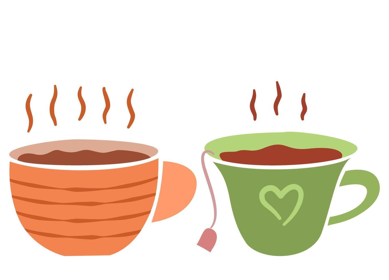 Two icons stylized cup of hot tea and coffee vector