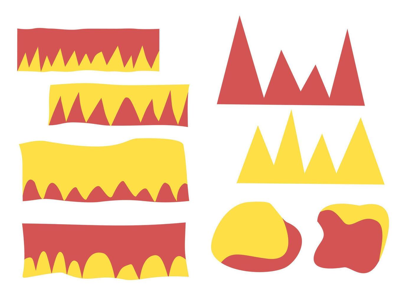 Vibrant colors tape set. Colorful abstract shapes in various forms and sizes. Geometric shapes, abstract shapes. Shapes include circles, squares, and triangles. vector