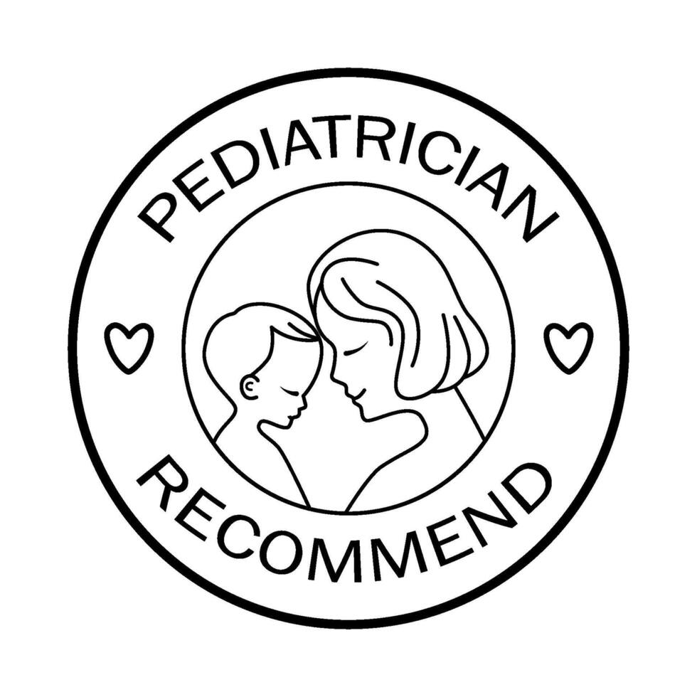 Pediatrician Recommended Stamp Mother and Child Illustration. vector