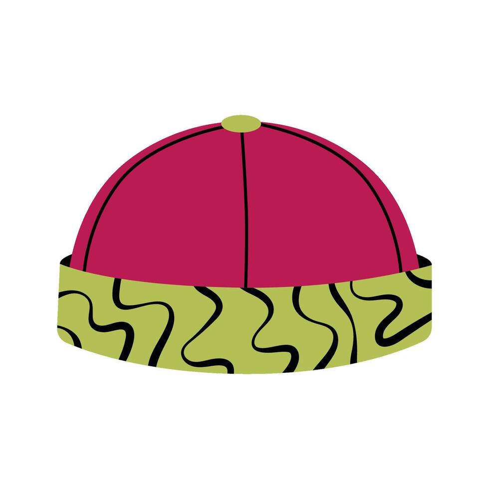 Colorful Summer Hat with Patterned Design Isolated Illustration. vector