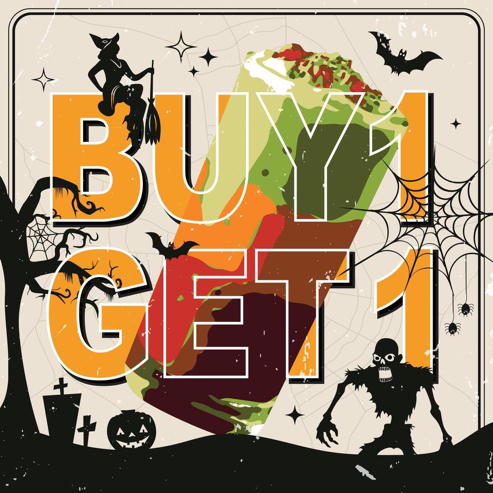 Cocktail social media promotion design with zombie and friends vector