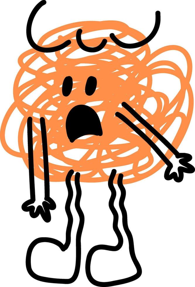 Scribble Character Worried Orange vector