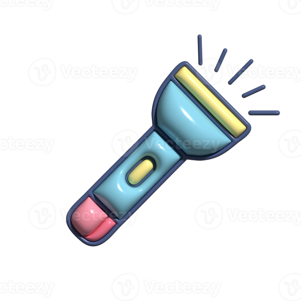 Modern 3D Torch and Portable Lighting Icons png