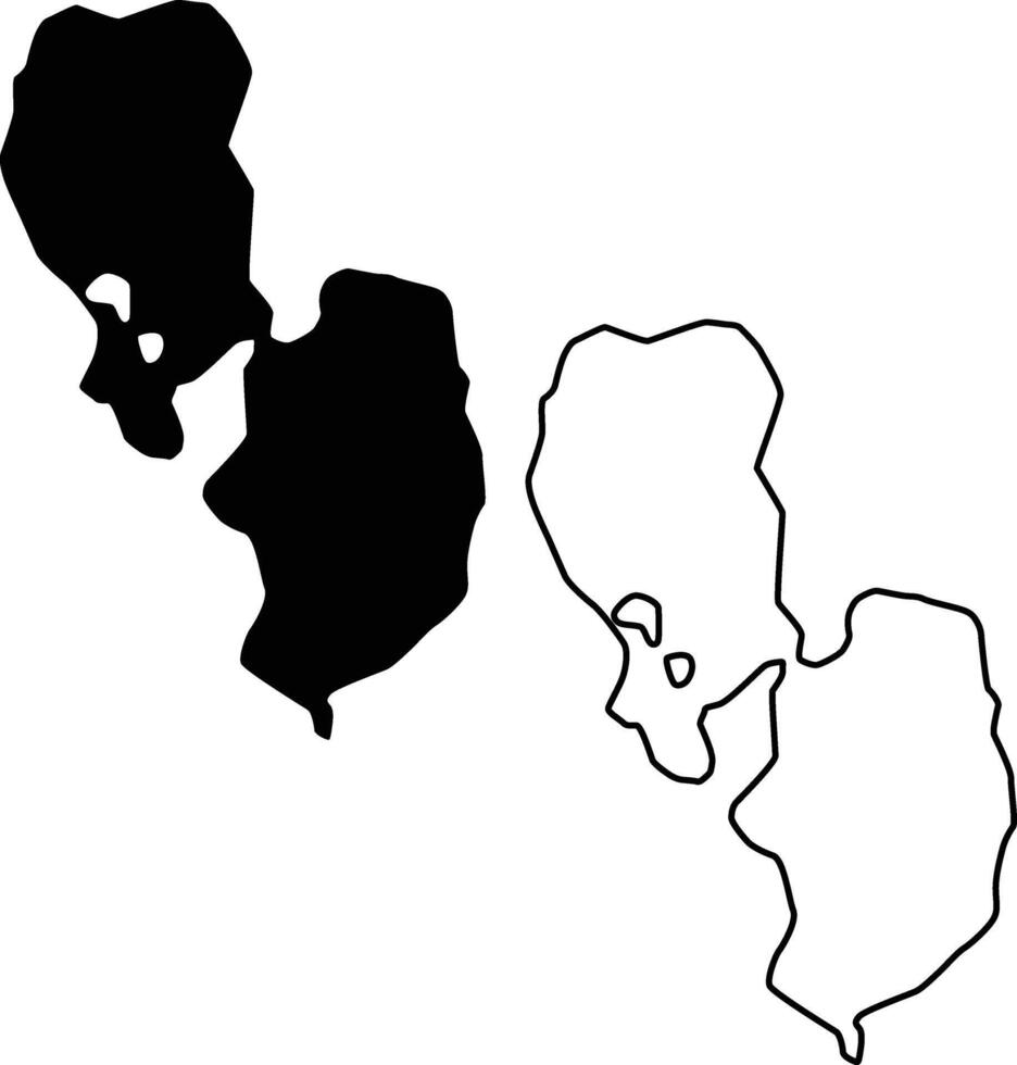 Map of Serene Lakes California USA Silhouette Flat and Outline Design vector